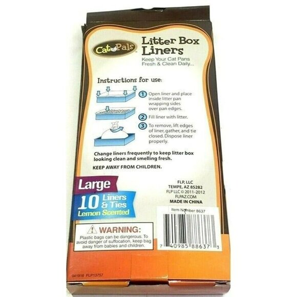 Cat Pals Litter Box Liners 10 Count 2 Packs 31" x 14" Lemon Scented - Picture 3 of 4